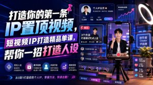 打造你的第一条IP置顶视频，短视频IP打造精品单课，帮你一招打造人设-网创资源站
