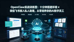 OpenClaw实战特训营：十分钟搭建环境×微信飞书接入私人助理，从零培养你的AI数字员工-网创资源站