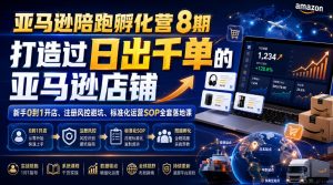 亚马逊陪跑孵化营8期，打造过日出千单的亚马逊店铺，新手0到1开店、注册风控避坑、标准化运营SOP全套落地课-网创资源站