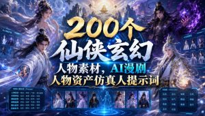 200个仙侠玄幻人物素材，AI漫剧人物资产仿真人提示词-网创资源站