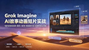 Grok Imagine AI故事动画短片实战：电影级视觉效果+角色一致性+高级提示词+后期剪辑全流程-网创资源站