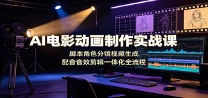AI电影动画制作实战课：脚本角色分镜视频生成，配音音效剪辑一体化全流程-网创资源站