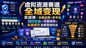 虚拟资源赛道全域变现实战课｜合规运营+多平台SEO引流+内容矩阵+私域成交全套落地玩法-网创资源站