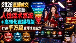 2026直播成交实战训练营：人性话术系统+高转化直播框架，打造千万级主播成交能力-网创资源站