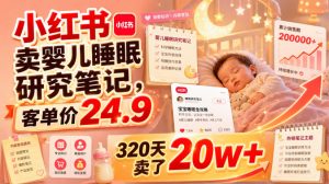小红书卖婴儿睡眠研究笔记，客单价24.9，320天卖了20w+-网创资源站