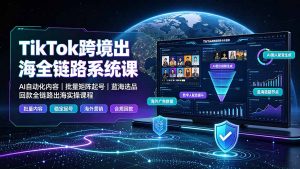 TikTok跨境出海全链路系统课-2026年7月：AI自动化内容｜批量矩阵起号｜蓝海选品回款全链路出海实操课程-网创资源站