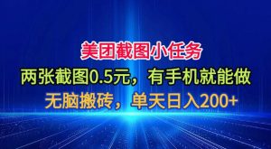 美团截图小任务,两张截图0.5元,有手机就能做,单天日入200+【揭秘】-网创资源站