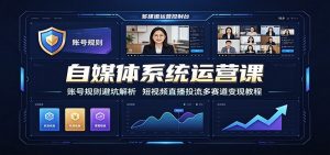 自媒体系统运营课:账号规则避坑解析,短视频直播投流多赛道变现教程-网创资源站