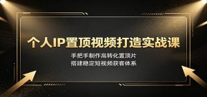 个人IP置顶视频打造实战课:手把手制作高转化置顶片,搭建稳定短视频获客体系-网创资源站