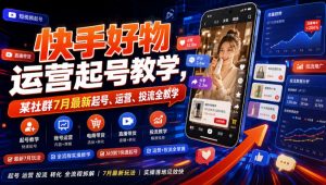 快手好物运营起号教学，某社群7月最新起号、运营、投流全教学-网创资源站