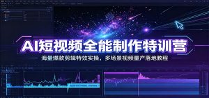 AI短视频全能制作特训营：海量爆款剪辑特效实操，多场景视频量产落地教程-网创资源站
