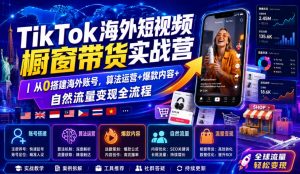 TikTok海外短视频橱窗带货实战营｜从0搭建海外账号，算法运营+爆款内容+自然流量变现全流程-网创资源站