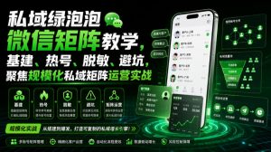 私域绿泡泡微信矩阵教学,基建、热号、脱敏、避坑,聚焦规模化私域矩阵运营实战-网创资源站
