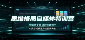 思维格局自媒体特训营：精细化字幕视觉设计教学，AI提示词批量产出优质内容-网创资源站