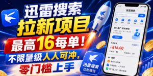 迅雷搜索拉新项目,最高16每单!不限量级人人可冲,零门槛上手(更新0807)-网创资源站