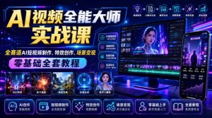 AI视频全能大师实战课|全赛道AI短视频制作、特效创作、场景变现零基础全套教程-网创资源站