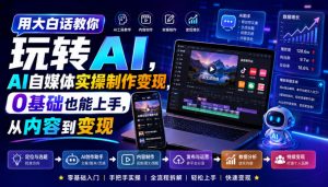 用大白话教你玩转AI,AI自媒体实操制作变现,0基础也能上手,从内容到变现-网创资源站