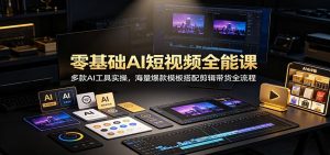 零基础AI短视频全能课：多款AI工具实操，海量爆款模板搭配剪辑带货全流程-网创资源站