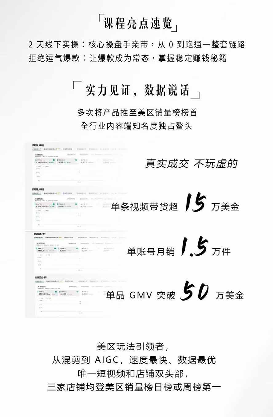 图片[2]-AIGC×TikTok美区短视频带货线下课；两天一夜完整回放，12小时高清视频收录头部操盘手全流程教学-网创资源站
