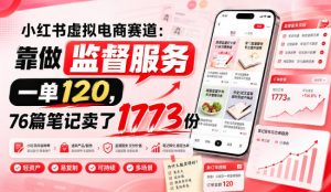 小红书虚拟电商赛道：靠做监督服务，一单120，76篇笔记卖了1773份-网创资源站