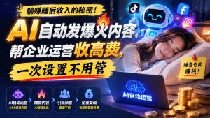 躺赚睡后收入的秘密!AI 自动发爆火内容,帮企业运营收高费,一次设置不用管【原创双语字幕】-网创资源站