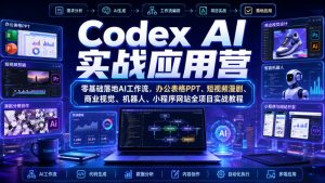 Codex AI实战应用营|零基础落地AI工作流,办公表格PPT、短视频漫剧、商业视觉、机器人、小程序网站全项目实战教程-网创资源站