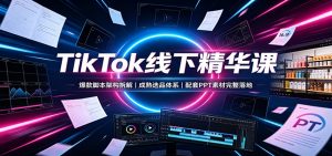 TikTok线下精华课:爆款脚本架构拆解,成熟选品体系,配套PPT素材完整落地-网创资源站