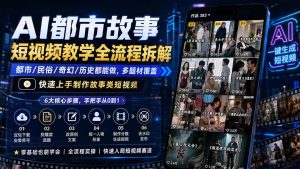 AI都市故事短视频教学全流程拆解;都市/民俗/奇幻/历史都能做多题材覆盖,快速上手制作故事类短视频-网创资源站