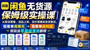 闲鱼无货源保姆级实操课|从新店筹备、选品上架、定价策略到发货售后,低客单高曝光+高客单高利润双玩法零基础落地教程-网创资源站