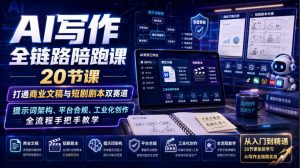 AI写作全链路陪跑课|20节课打通商业文稿与短剧剧本双赛道,提示词架构、平台合规、工业化创作全流程手把手教学-网创资源站