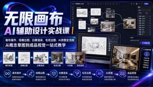 无限画布AI辅助设计实战课|画布操作、线稿出图、白模渲染、毛坯出图、AI改图全流程,从概念草图到成品视觉一站式教学-网创资源站