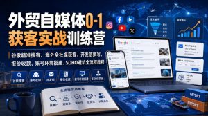 外贸自媒体0-1获客实战训练营|谷歌精准搜客、海外全社媒获客、开发信撰写、报价收款、账号环境搭建、SOHO避坑全流程教程(更新)-网创资源站