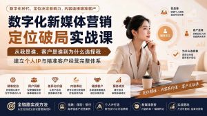 数字化新媒体营销定位破局实战课:从我是谁、客户是谁到为什么选择我,建立个人IP与精准客户经营完整体系-网创资源站