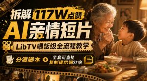 拆解117W点赞AI亲情短片,LibTV喂饭级全流程教学,分镜脚本+全套可直接复制提示词分享-网创资源站
