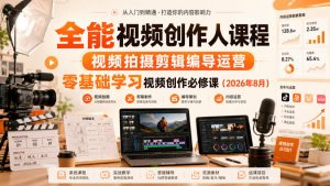 全能视频创作人课程,视频拍摄剪辑编导运营,零基础学习视频创作必修课(2026年8月)-网创资源站