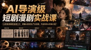 AI导演级短剧漫剧实战课，从单条视频到连续大片，掌握AI影视生产全流程，开启你的AI导演之路!-网创资源站