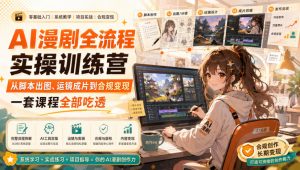 AI漫剧全流程实操训练营，从脚本出图、运镜成片到合规变现，一套课程全部吃透-网创资源站