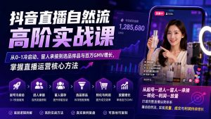抖音直播自然流高阶实战课：从0-1冷启动、留人承接到选品排品与百万GMV增长，掌握直播运营核心方法-网创资源站