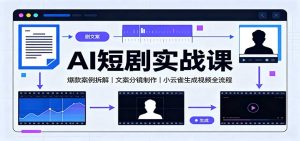 AI短剧实战课：爆款案例拆解，文案分镜制作，小云雀生成视频全流程-网创资源站