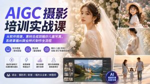 AIGC摄影培训实战课:从软件搭建、素材合成到婚纱儿童写真,系统掌握AI商业样片制作全流程-网创资源站