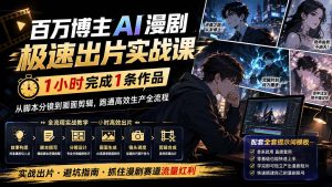 百万博主AI漫剧极速出片实战课：1小时产出条作品，从脚本分镜到画面剪辑，跑通高效生产全流程-网创资源站