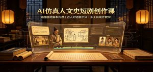 AI仿真人文史短剧创作课：穿越题材脚本构思，古人对话提示词，多工具成片教学-网创资源站