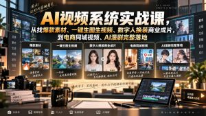 AI视频系统实战课,从找爆款素材、一键生图生视频、数字人换装商业成片,到电商同城视频、AI漫剧完整落地-网创资源站
