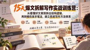 15天爆文拆解写作实战训练营:从看懂好文章到拆出结构逻辑,再到模仿高手笔法,建立系统写作方法体系-网创资源站