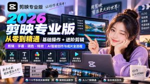 2026剪映专业版从零到精通|基础操作+进阶剪辑|剪辑·字幕·调色·特效|AI智能创作与成片全流程-网创资源站