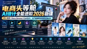 电商头等舱AI设计全能进阶2026新课:PS+即梦+Nano Banana+ComfyUI,从产品精修到详情页全案设计-网创资源站