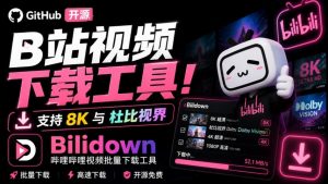 Github开源B站视频下载工具!支持8K与杜比视界的哔哩哔哩视频批量下载工具,简单易用Bilidown-网创资源站