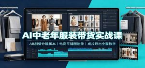 AI中老年服装带货实战课:AB剧情分镜脚本,电商平铺图制作,成片导出全套教学-网创资源站