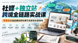 社媒+独立站跨境全链路实战课|零基础从选品建站到社媒引流变现全套落地-网创资源站