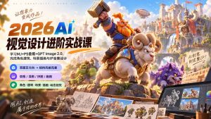 2026AI视觉设计进阶实战课-更新:学习MJ+PS香蕉+GPT Image 2.0,完成角色建筑、场景插画与IP全案设计-网创资源站